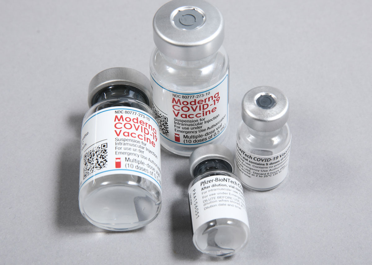 Photo of Moderna and Pfizer vaccine vials