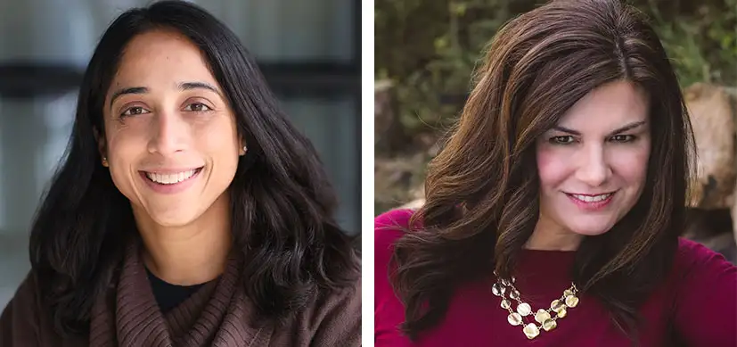 Headshot photos for Theresa Alenghat, VMD, PhD, and Aimee Gardner, BS CP
