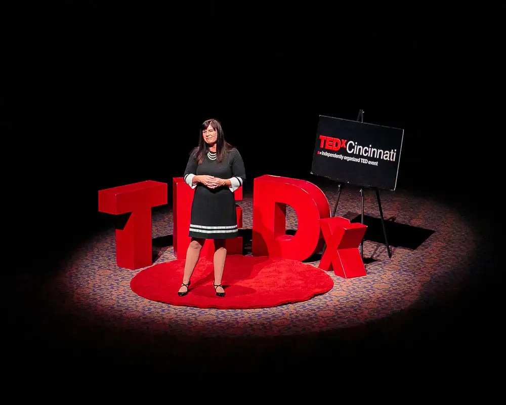Photo of Aimee Gardner presenting at TEDx CincinnatiWomen 2021