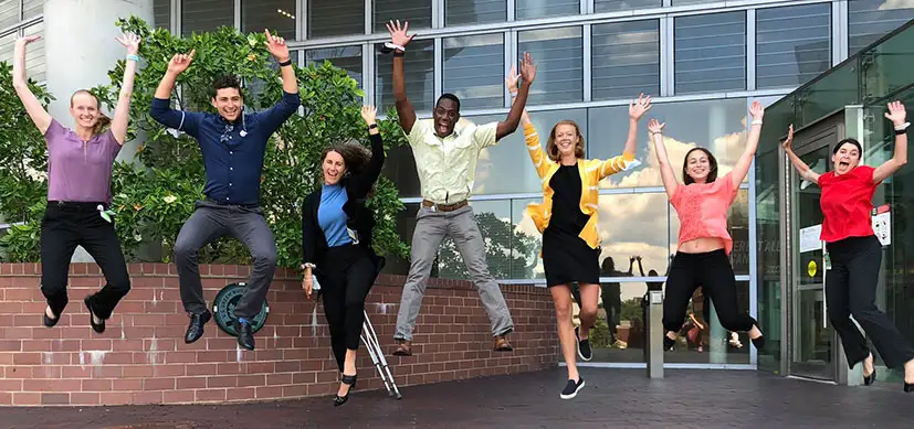Residents jumping