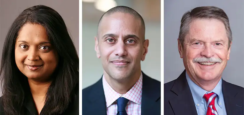 Headshot photos of Dr. Hegde, Shah and Spearman
