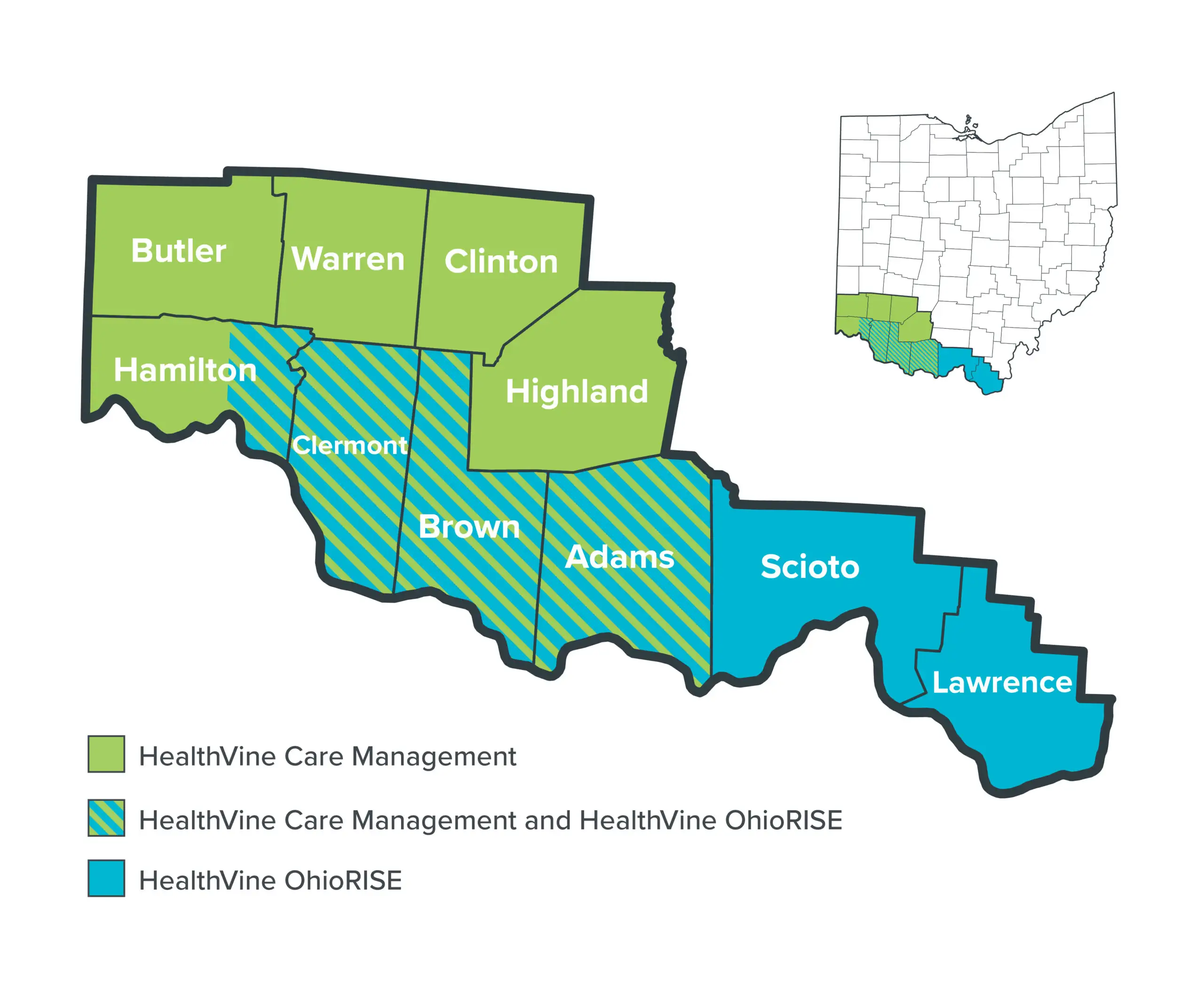 HealthVine Map of southwest Ohio counties