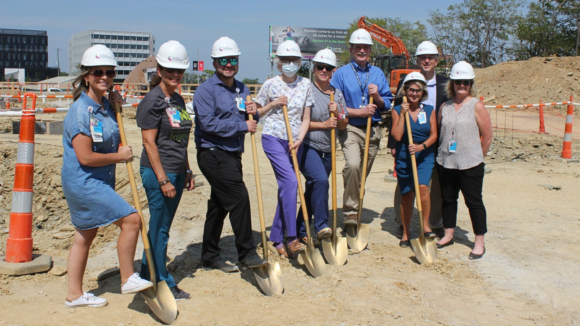 Photo of members of Cincinnati Children's Gamble Vaccine Research Center at the Cincinnati Children's Winslow Research Pavilion Groundbreaking