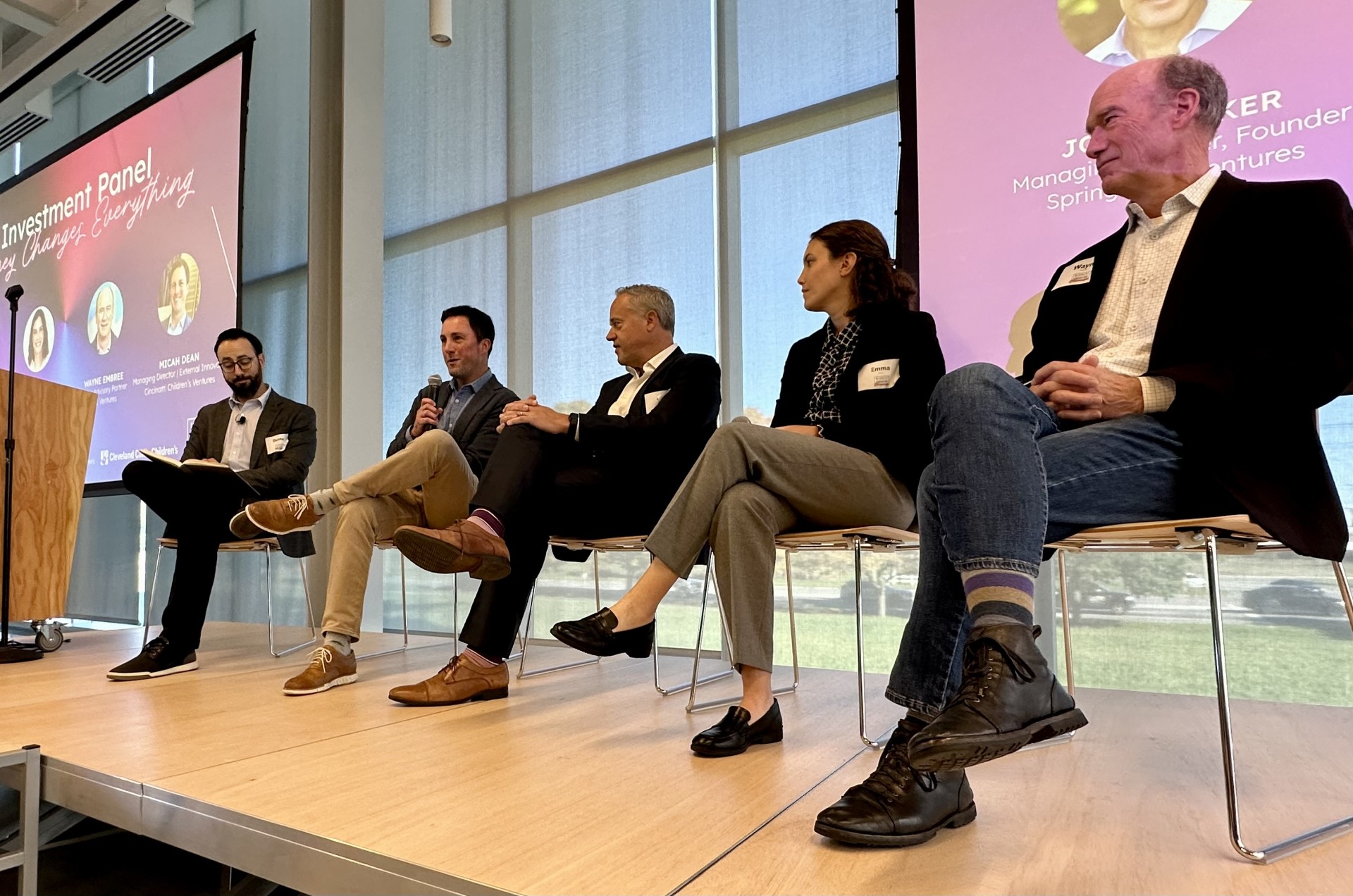 Expert panelists sit on a stage at a recent Midwest Pediatric Device Consortium (MPDC) Showcase.