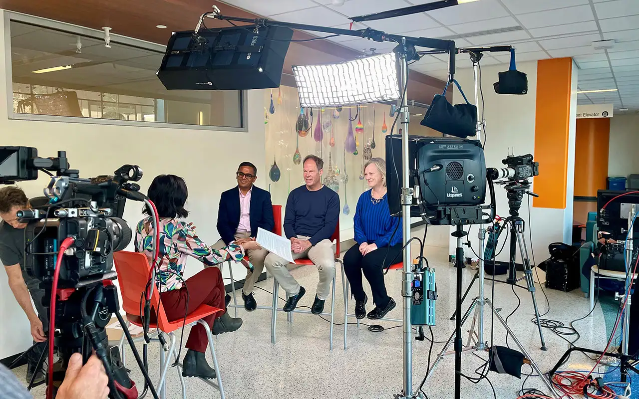Drs. Parikh, Hutton and Hunter being interviewed by a Today Show news reporter