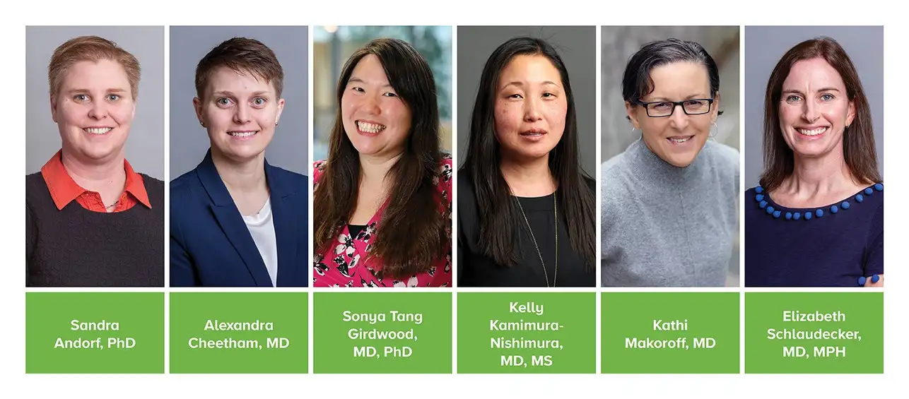 Photo of Sandra Andorf, Alexandra Cheetham, Sonya Tang Girdwood, Kelly Kamimura-Nishimura, Kathi Makoroff and Elizabeth Schlaudecker