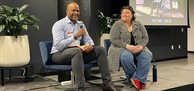 Bryan Burrs and Oriana Beaudet discuss nursing innovation.